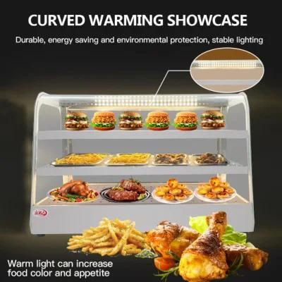 Professional Stainless Steel Commercial Warming Display Warmer / Electric Glass Food Warmer Display Showcase