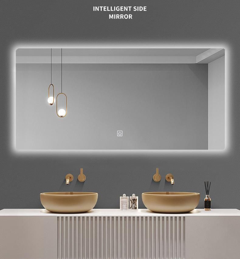 Wholesale Luxury Home Decorative Smart Wash Basin Mirror LED Bathroom Frameless Backlit Wall Glass Vanity Mirror