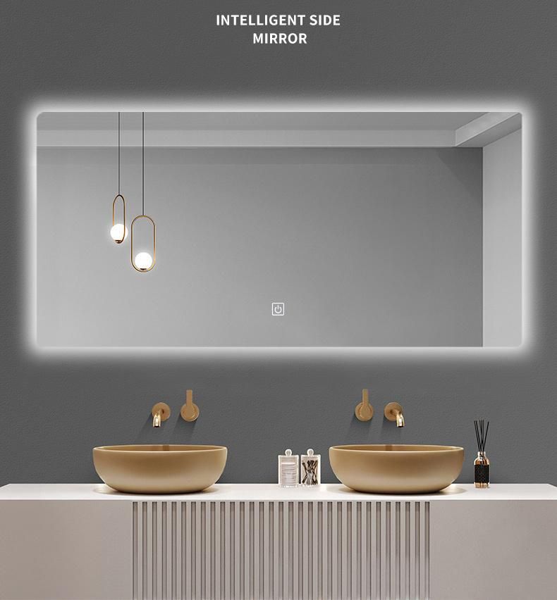 Wholesale Luxury Home Decorative Smart Wash Basin Mirror LED Bathroom Frameless Backlit Wall Glass Vanity Mirror