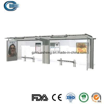 Huasheng Bus Stop Benches China Bus Stop Advertising Shelter Manufacturing Advertising Light Box Display Metal Bus Shelter Bus Station Shelter