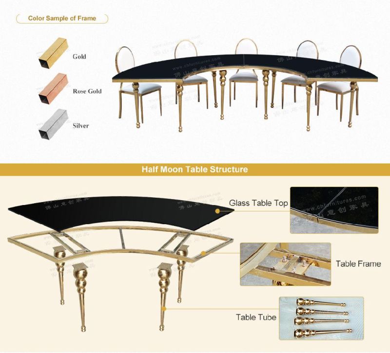 Hyc-St40h Hot Sale Party Chairs and Black Glass Table Top Round Fancy Wedding Tables for Sale