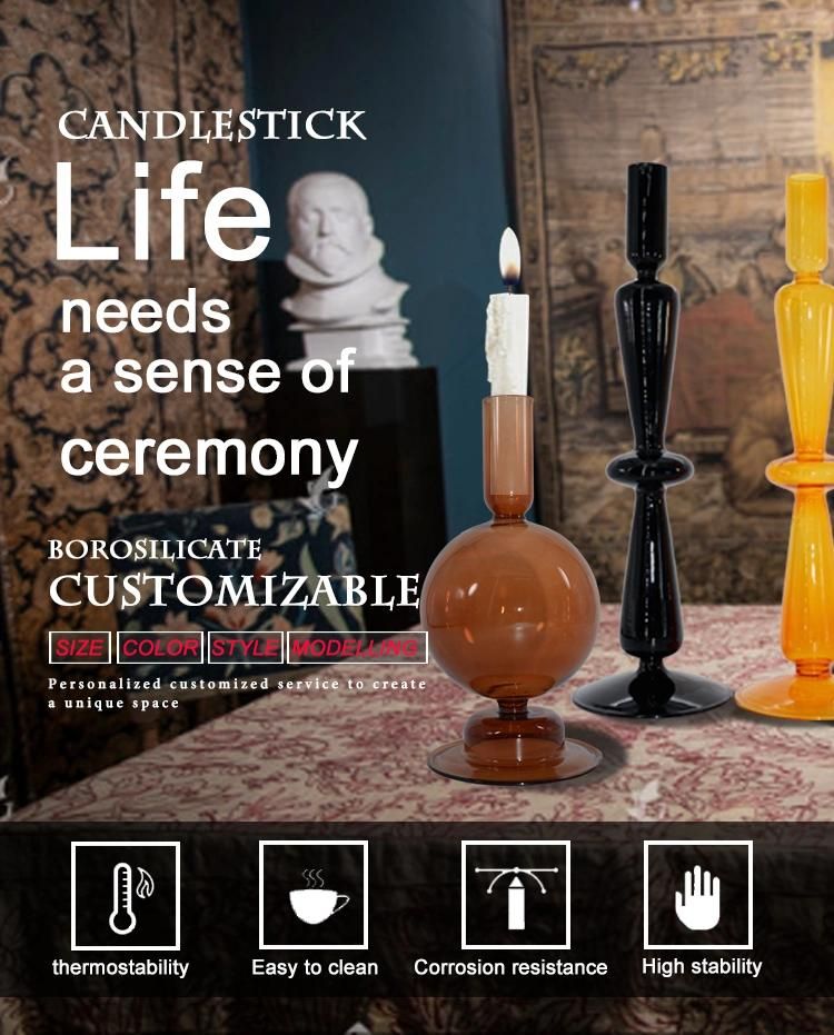 Customized Hand Made Borosilicsate Glass Candle Holder for Living Decoration