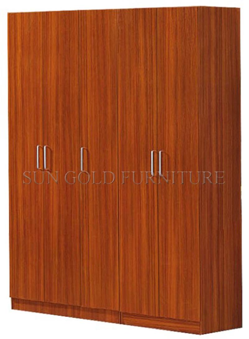 Modern Home Wooden Bedroom Furniture Swing Mirror Door Wardrobe