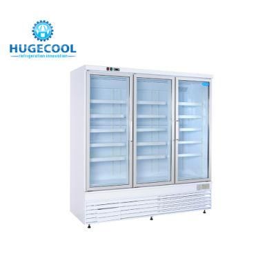 Commercial Air Cooling Upright Glass Door Display Chiller Showcase