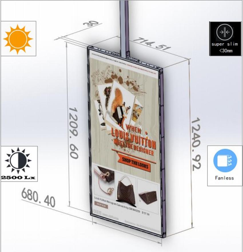 Shop-Window Glass-Wall Showcase Hanging LCD Player WiFi Double-Sided LCD Advertising Screen