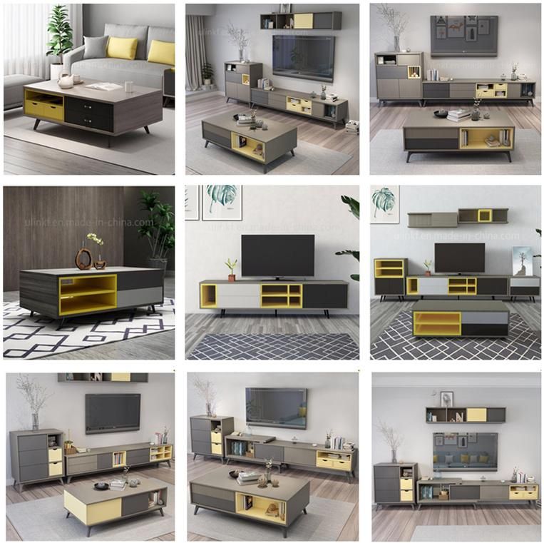 Modern Design Wooden Stand Storage Cabinet Furniture Folding Coffee Table 6615