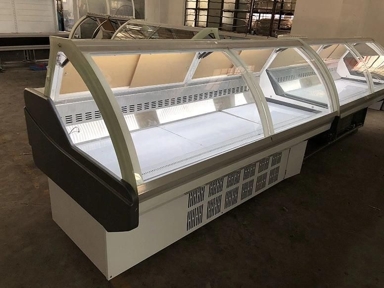 Commercial Open Type Meat Fish Display Cooler with Stainless Steel Cabinet