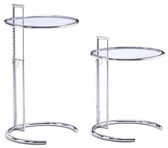 Glass Chrome Eileen Adjustable Side Table End Table Coffee Table