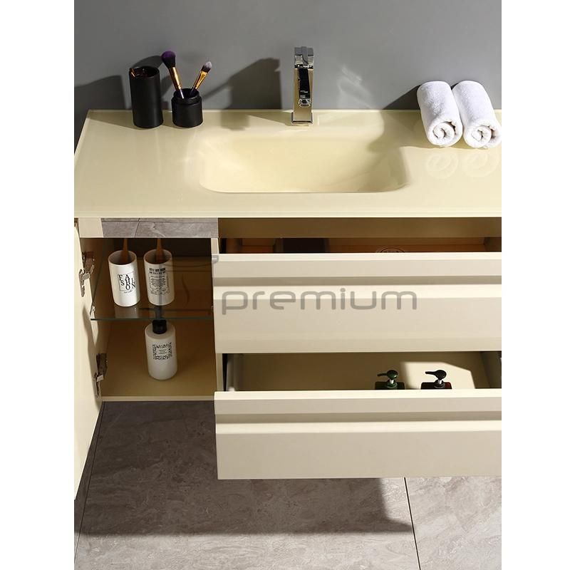 Sp-5329y Lacquer Finish PVC Glass Bathroom Vanity Cabinet on Sale
