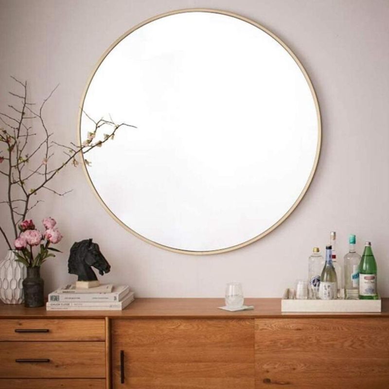 Wall-Mounted Large Round Mirror Decorative Make-up Framed Mirror with Black Frame for Bedroom, Bathroom Entryway and Dining Room