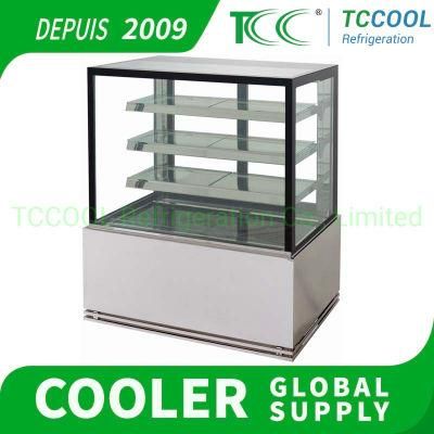 Flat Angle Glass Door Double Sliding Back Glass Bakery Bread Cake Showcase Display Cooler