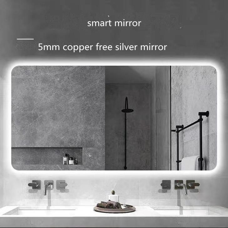 Wall Silver Smart LED Laminated Defogger Timer Furniture Bathroom Mirror