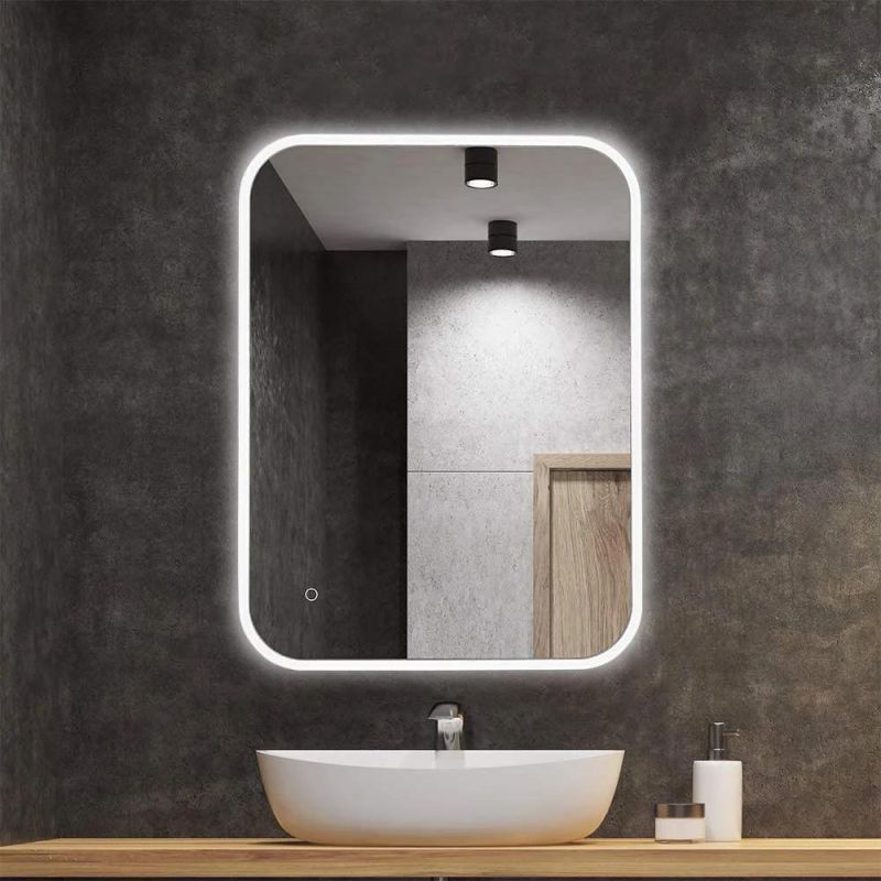 BV 24 X 32 Inch Bathroom LED Vanity Mirror Horizontal/Vertical Wall Mounted LED Makeup Mirror with Light 3-Color Dimmable Memory Touch Button, Anti-Fog Function