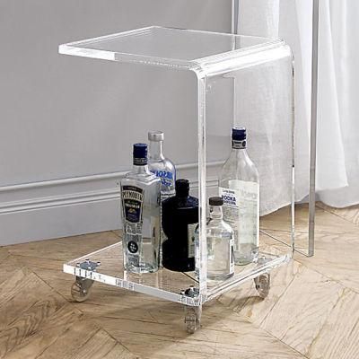 Acrylic Legs Glass Coffee Table with Design Printing