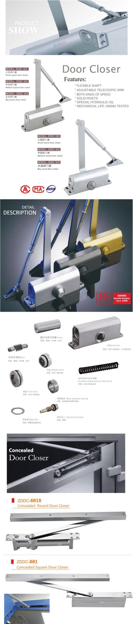 500000 Tested Square Type Big Door Closer&Opener 45-65kg