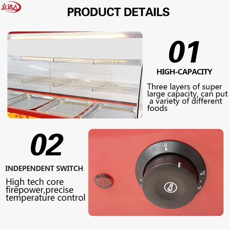 Fast Food Restaurant Equipment Electric Restaurant Food Warmer Glass Showcase