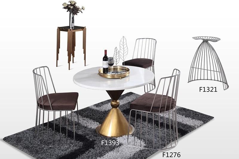 High Quality Home Furniture Modern Round Dining Table with Marble and Metal Base