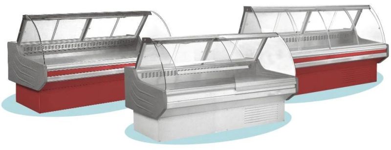 Curved Glass Supermarket Cold Display Showcase for Deli Food/Fresh Meat