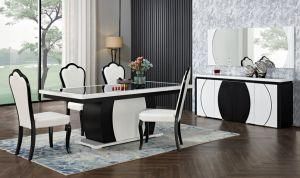 MDF Dining Room Glass Dining Table Set and Chair Tempered Glass Desk Modern Home Furniture