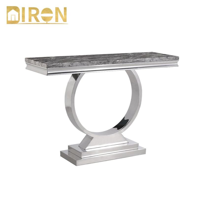 Popular Modern Design Metal Stainless Steel Rectangle Marble Console Table