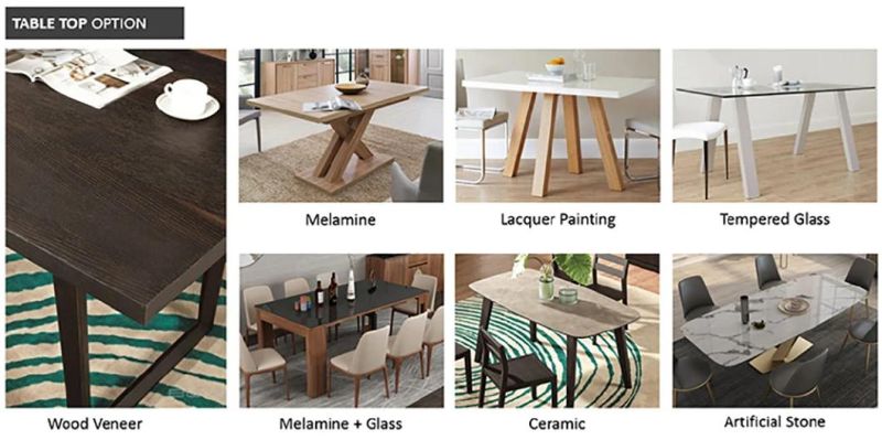 Custom Mhna010 Modern Dining Table Designs 4 6 8 Seaters Glass Top Dining Table