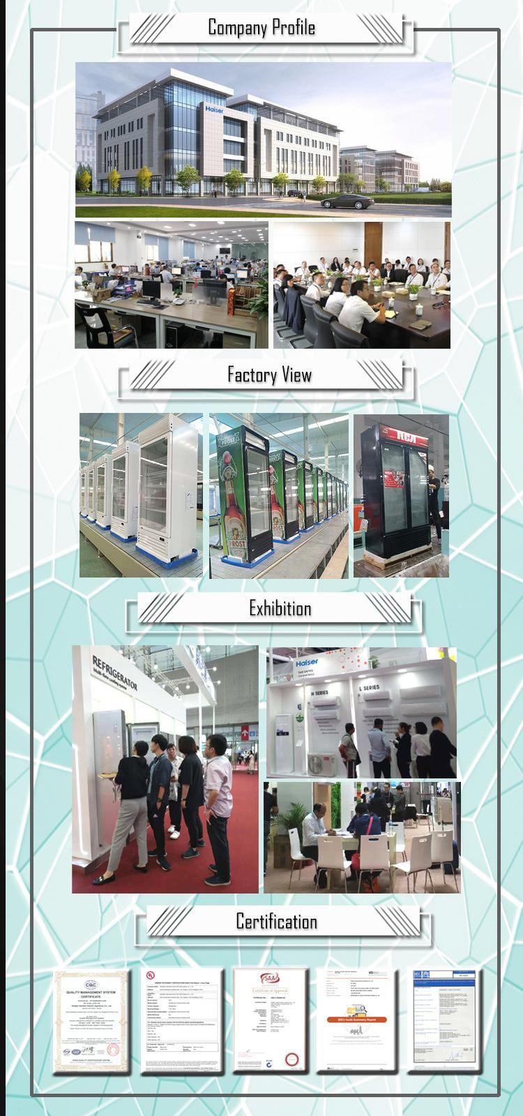 Commercial Glass Door Fridge Showcase Four Sided Countertop Display Cooler Cola Refrigerator for Cold Drink