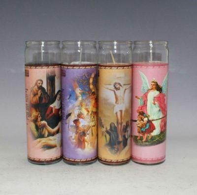 Bulk Custom Design 7 Days Vigil Prayer Votive Wholesale Devotional Candles Tall Glass Candle Jars Candle Holders