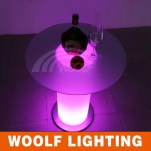 LED Glass Top Rotating Round Bar Tables