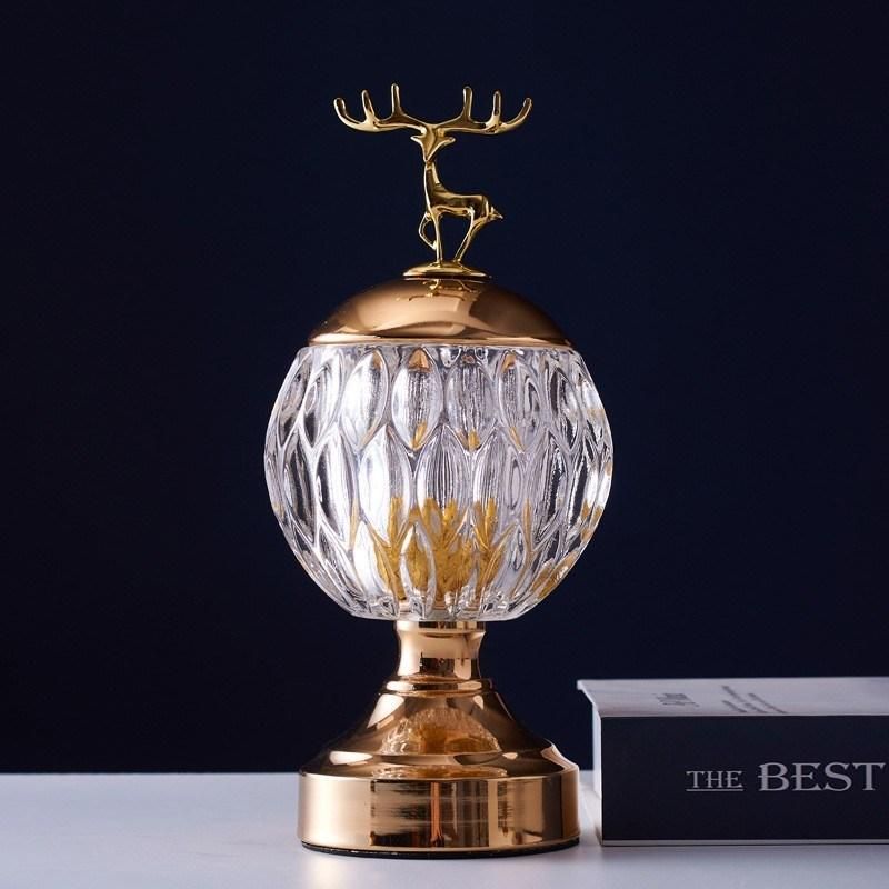 Light Luxury Creative Candy Jar Living Room Tea Table Electric Cabinet Ornaments European Home Furnishings Cotton Swabs Storage Glass Storage Jar