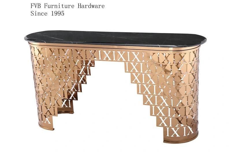 Arriana Marble Console Table with Stainless Steel Base