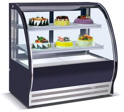 Factory OEM Fan Cooling Curved Glass Display Cake Showcase Refrigerator