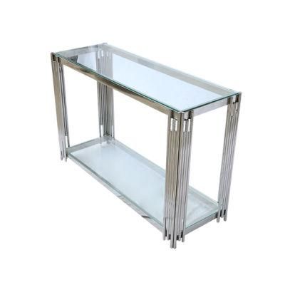 Wholesale Smart Design Modern Style Glass Console Table Metal Base Hallway Living Room Furniture
