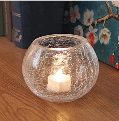 Home Decoration Glassware Ice Crack Glass Candle Jar Candle Holder