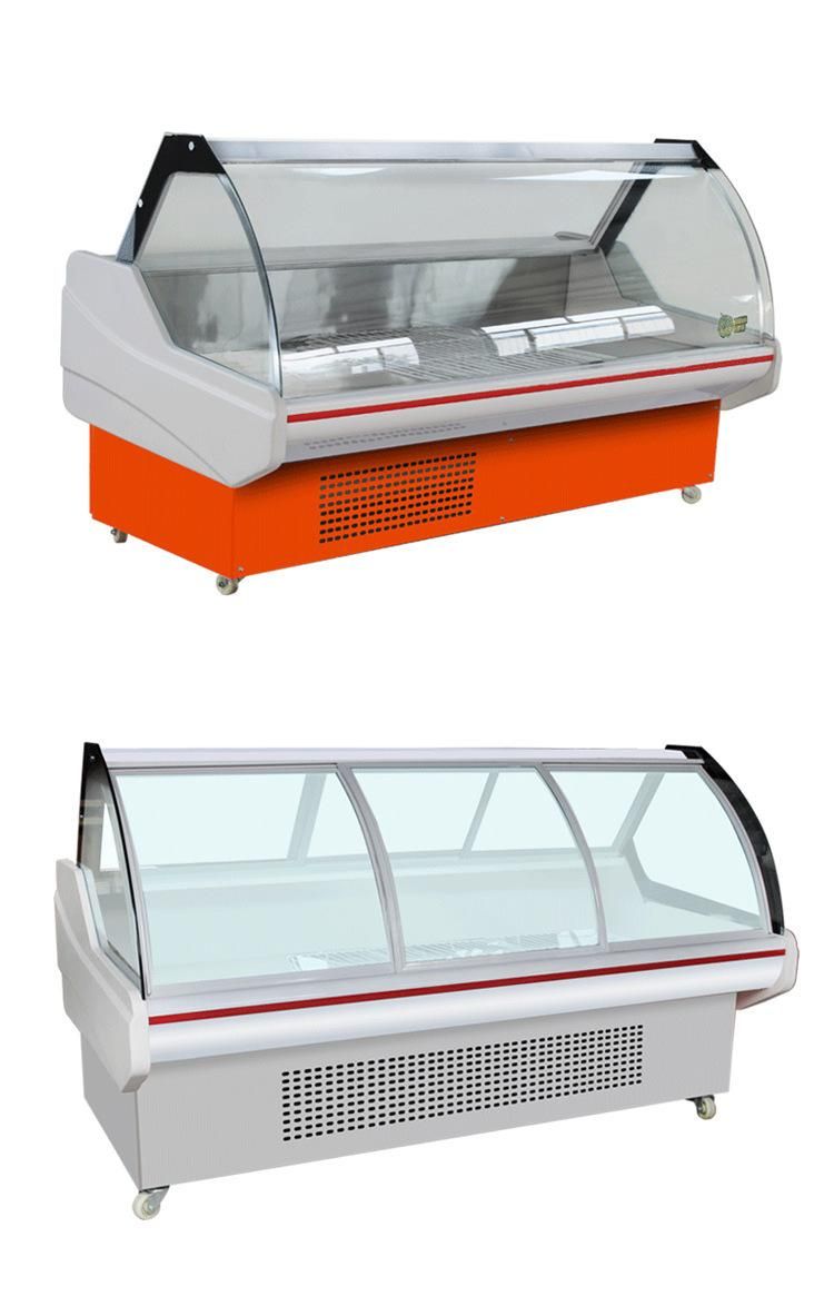 Meat Shop Curved Glass Meat Serveover Displays Cabinet