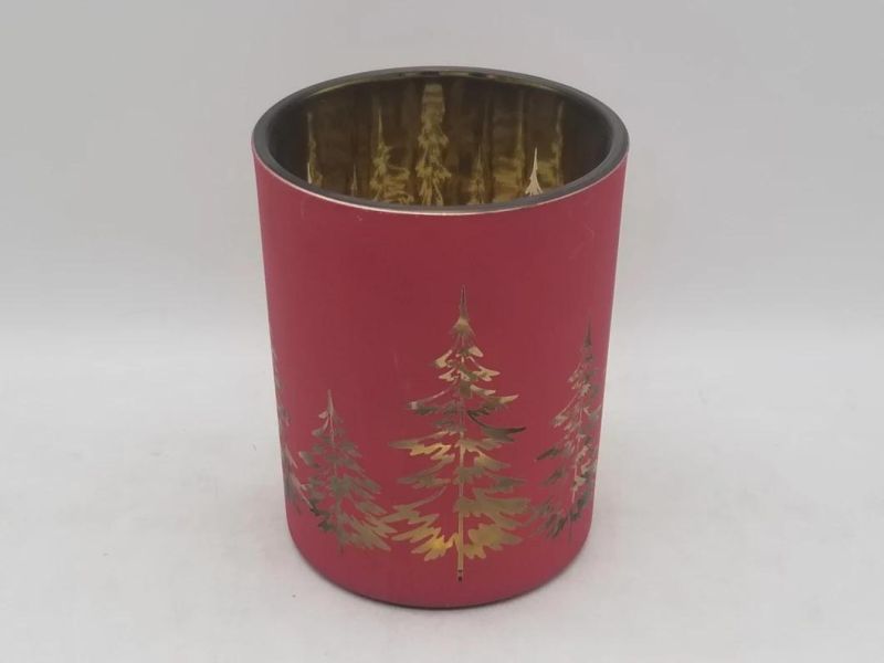 Colorful Glass Candle Holder with Gold Plating for Festival Celebration