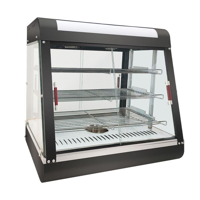 Restaurant Curved Glass Food Warming Display Showcase for Hot Food Cabinet with Temperature Control