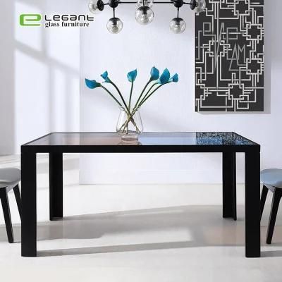 Dining Room Tempered Glass Dining Table with Iron Leg