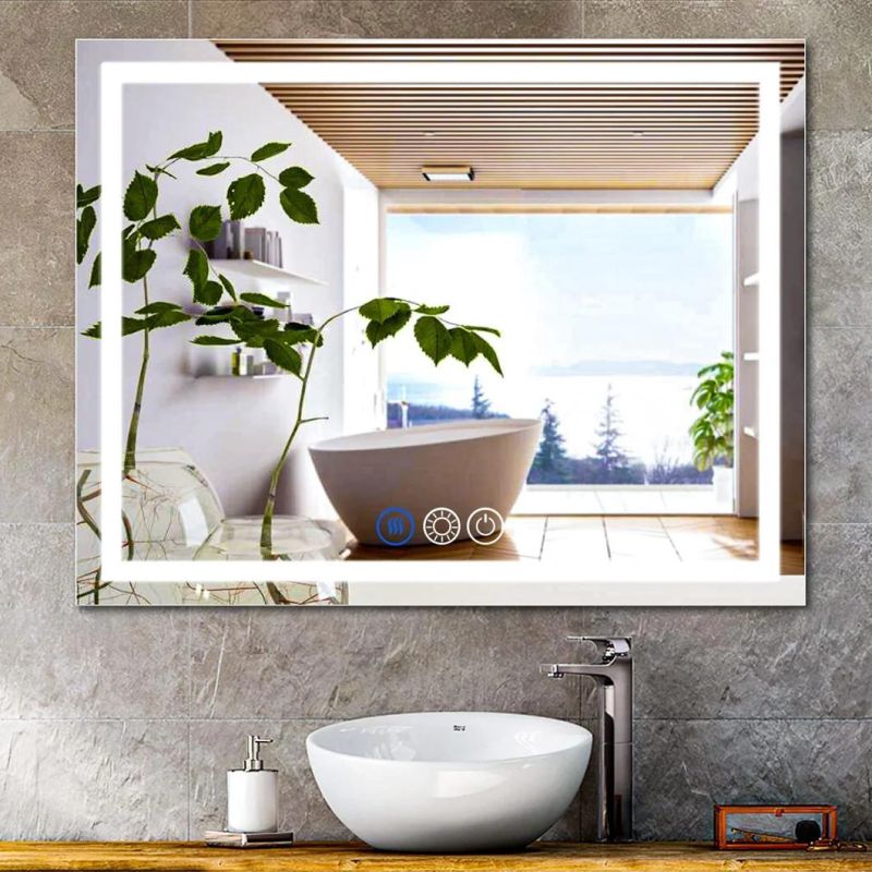 Hinged Wall Glass Mirror in Bathroom with Touch Screen Plus Dimming