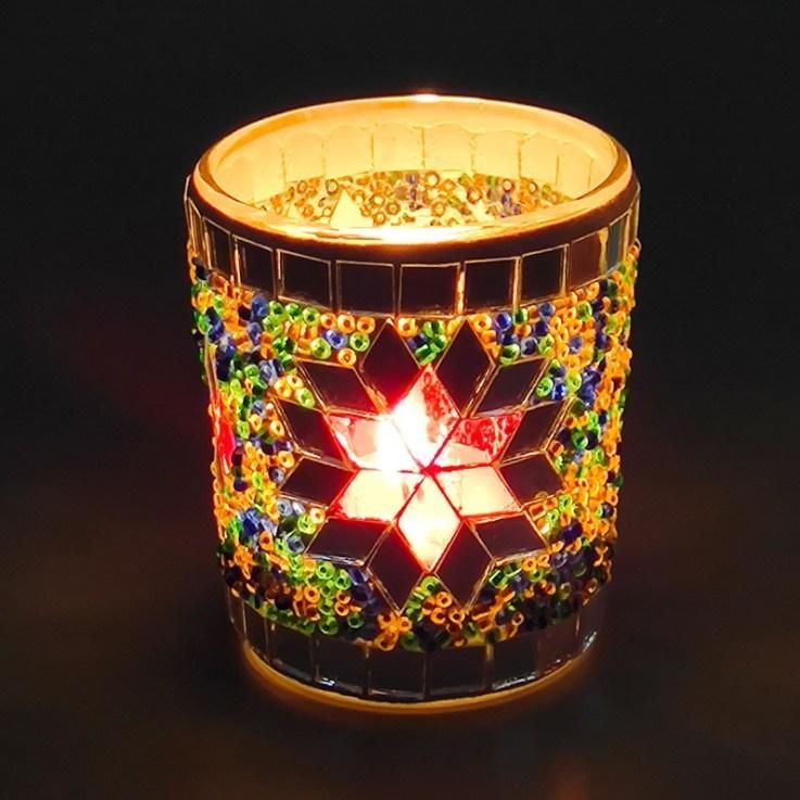 Handmade Mosaic Stained Glass Candle Holder for Home Decoration