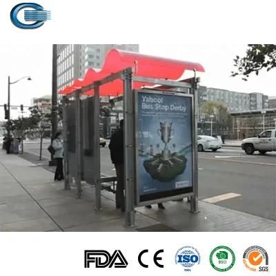 Huasheng Bus Stop Benches China Outdoor Shelter Factory Street Furniture Outdoor Metal Advertising Smart Advertising Bus Stop Shelter