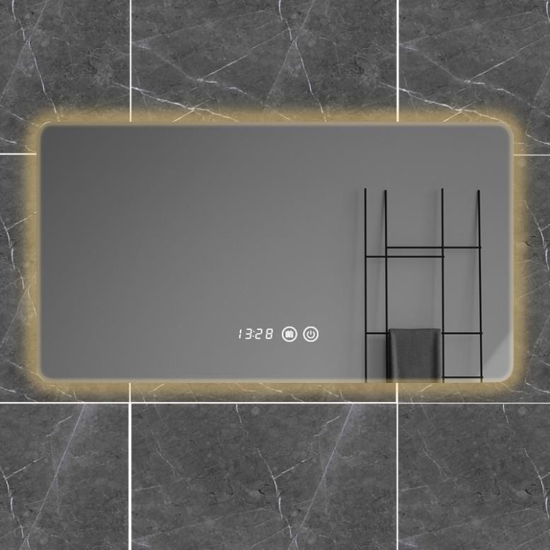 Kamali Custom Simple Design Hotel Rectangular Luxury Illuminated Defog Glass Backlit Bathroom Wall Mounted Smart LED Mirror