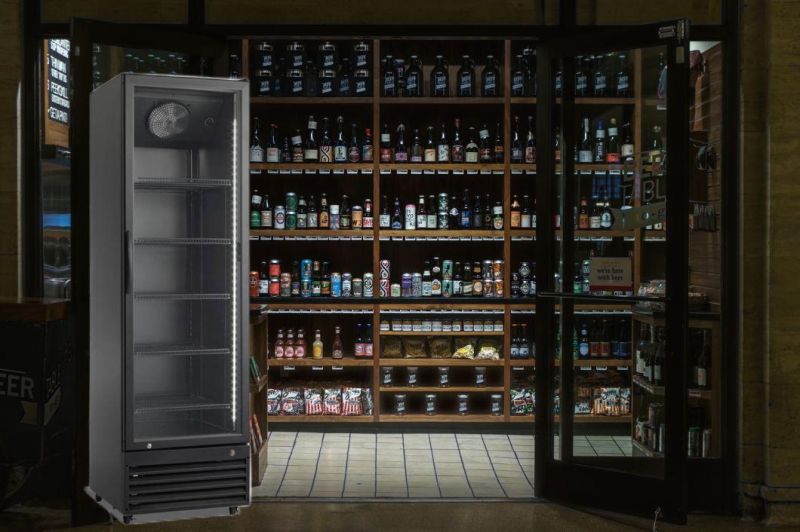 Malaysia Vietnam Phippines The Best OEM Black Color Glass Display Showcase Drink Beverage Single Door Cooler