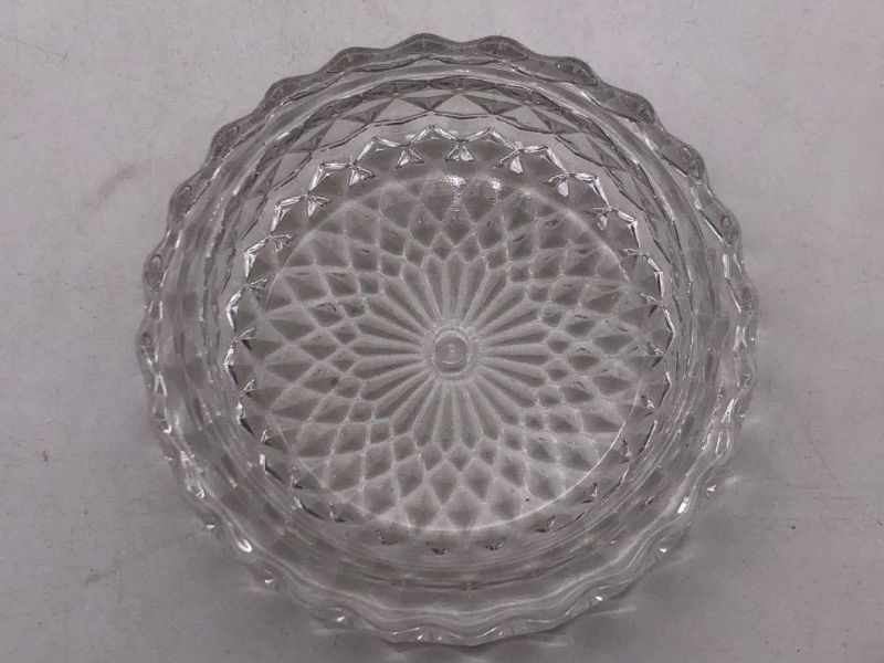 Elegant Clear Glass Candle Holder with Pattern and Glass Lid