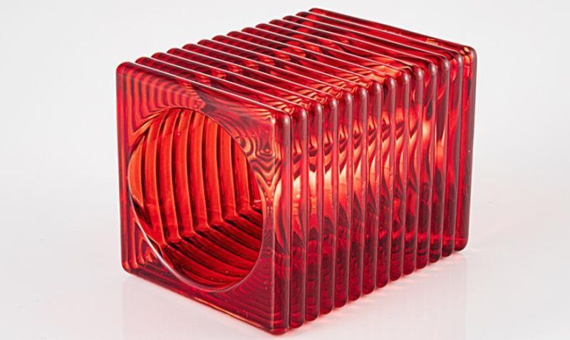 Vss Unique Red Square Taper Glass Candle Holder for Home Decoration and Wedding