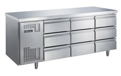 Stainless Steel Kitchen Worktable Refrigerator Work Bench Cooler Fridge Counter with Cabinet