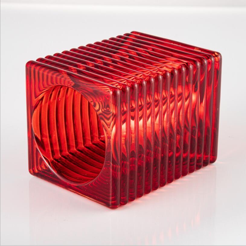 Vss Unique Red Square Taper Glass Candle Holder for Home Decoration and Wedding