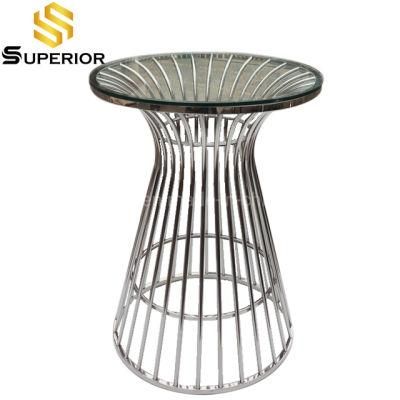 Hotel Furniture Clear Glass Top Round Cocktail Bar Table