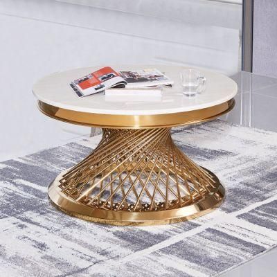 Luxury Hotel Furniture Round Cake Marble Top Coffee Table