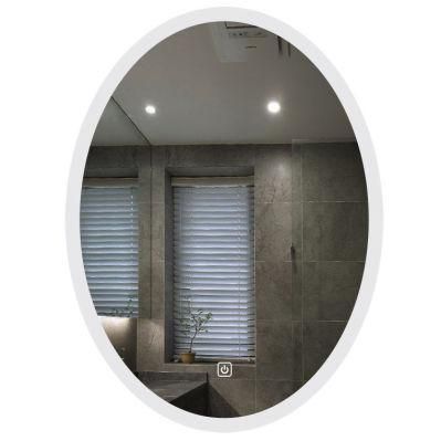 Woman Oval LED Bathroom Mirror Illuminated with Defogger and Dimming