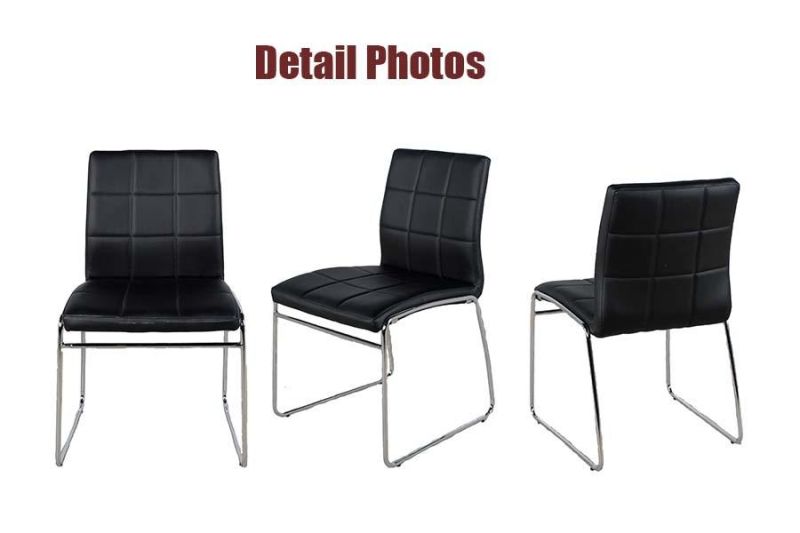 Simple Design Home Restaurant Office Furniture PU Faux Leather Chromed Steel Dining Chair for Banquet Outdoor